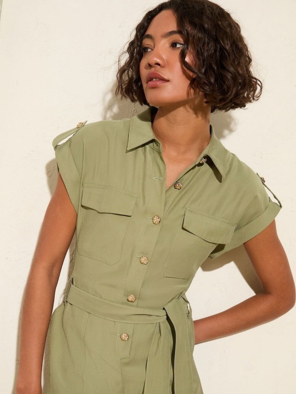 Friends Like These Khaki Green Utility Jumpsuit Size 14 - Picture 2 of 4